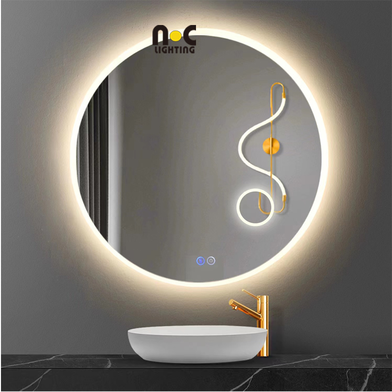 Round Hotel Smart Frameless Touch Screen Dimmer Lights Bathroom Led