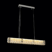 Artisanal Lead Crystal Chandelier 24K Gold Accents & Mouth-Blown Prisms linear for dinning room NC-P88001L
