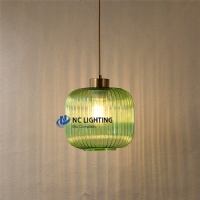 Ribbed shade green glass shade pendant light ceiling pendant light for dining room living room home hotel bedside lamp MS-P642-GR