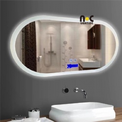 Waterproof Smart Touch Screen Modern Led Light Mirror Wall Hung Anti-Fog Bathroom Sqaure Mirror LED Light NC54-1000*5000